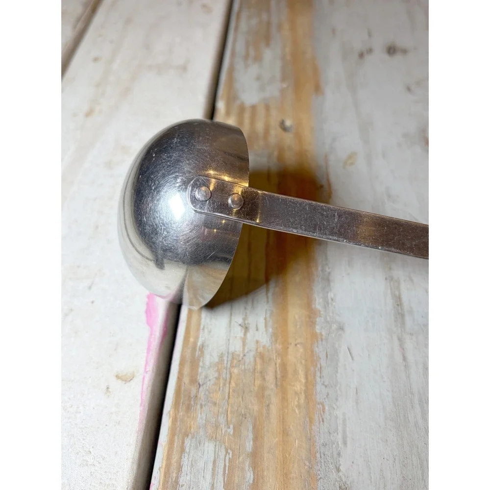Vintage STANLEY Stainless Steel Ladle USA Cornucopia Fruit Harvest Print MCM
